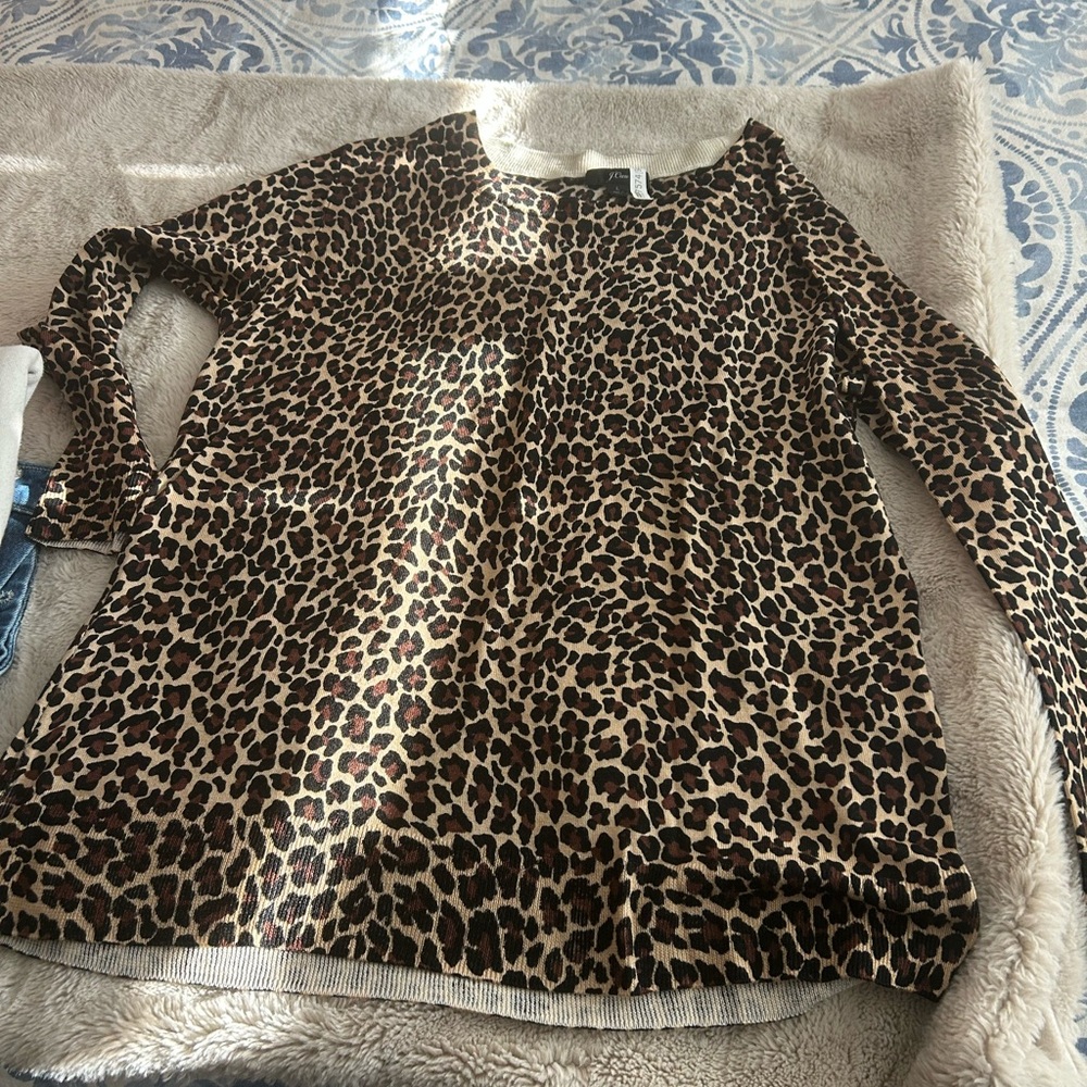 J. Crew Leopard Print Knit Top in Brown and Black